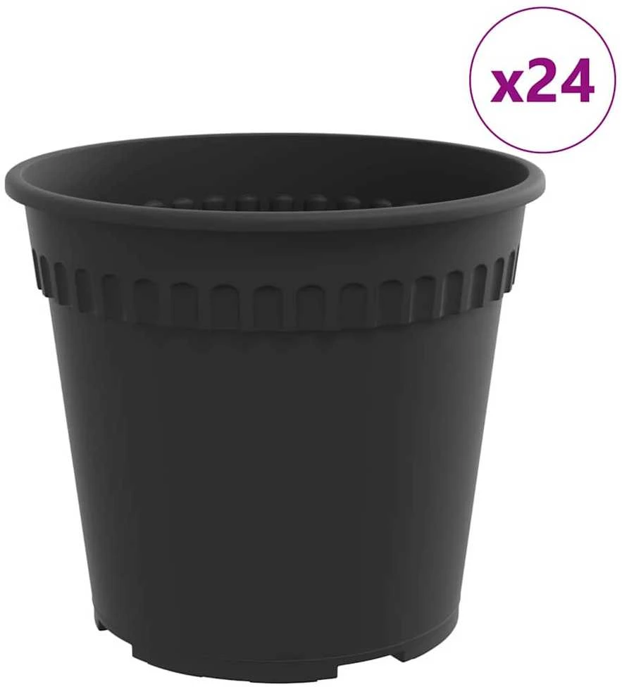 Apvalus gėlių vazonas 24 vnt. Juoda Ø 19 x 16,5 cm Plastmasė
