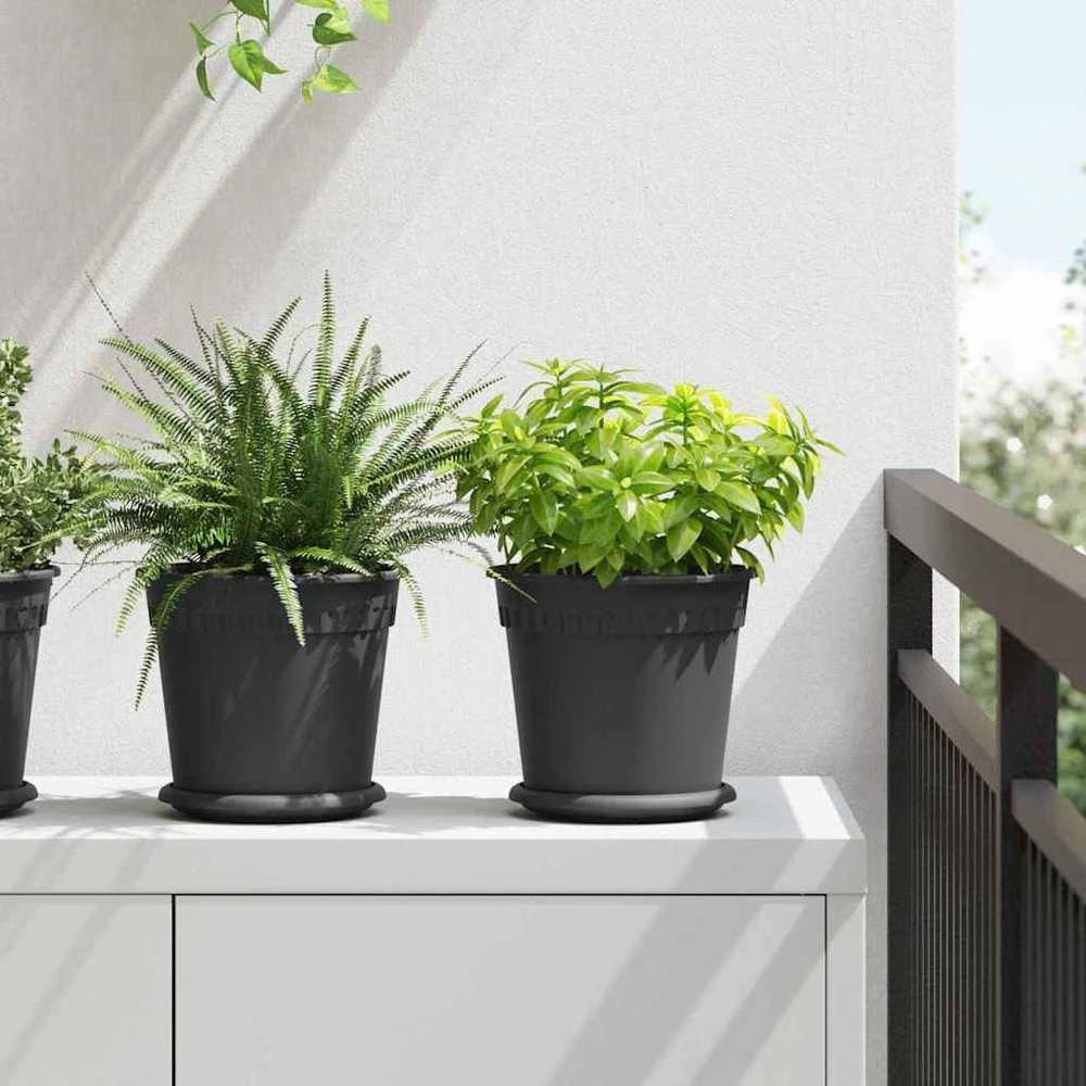 Apvalus gėlių vazonas 24 vnt. Juoda Ø 19 x 16,5 cm Plastmasė