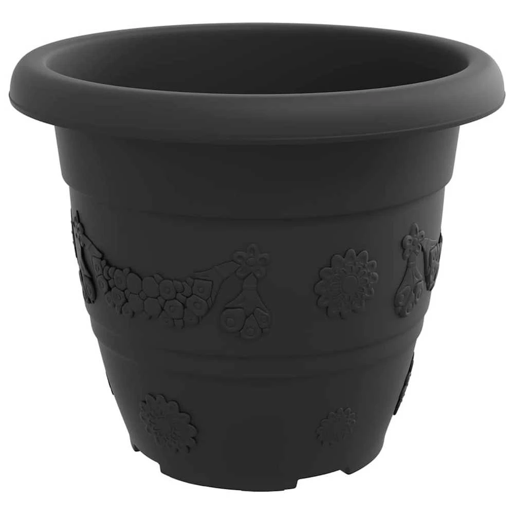 Apvalus gėlių vazonas 24 vnt. Juoda Ø 26 x 21.5 cm Plastmasė