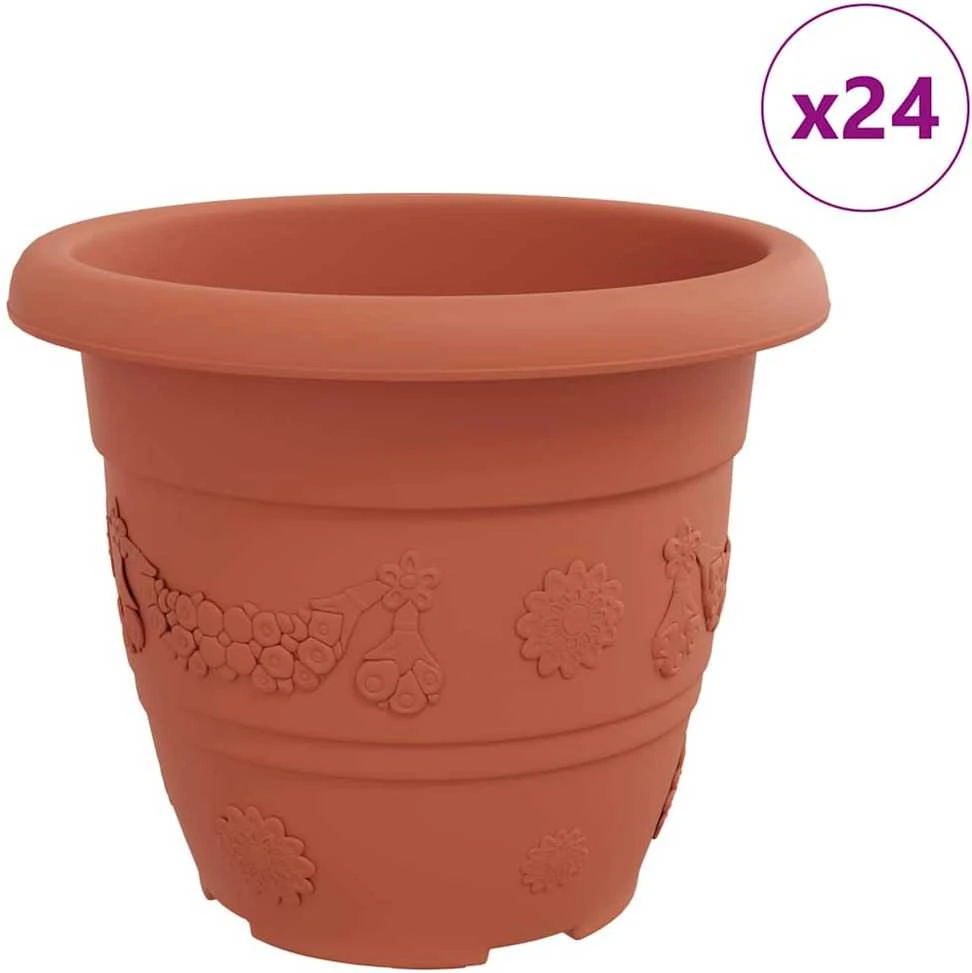 Apvalus gėlių vazonas 24 vnt. Raudona plyta Ø 30 x 25 cm