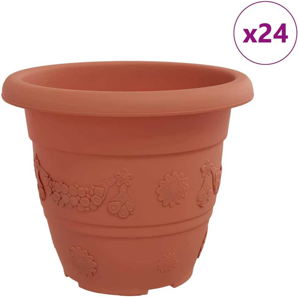 Apvalus gėlių vazonas 24 vnt. Raudona plyta Ø 22 x 18 cm