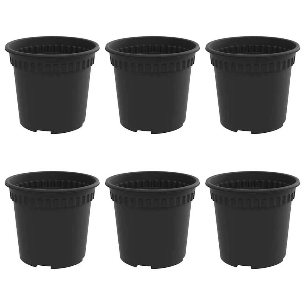 Apvalus gėlių vazonas 6 vnt. Juoda Ø 15 x 12 cm Plastmasė