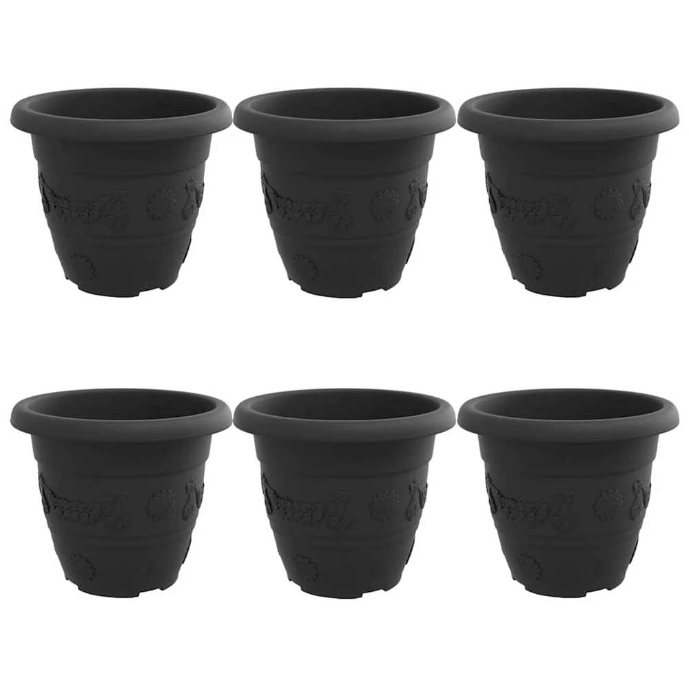 Apvalus gėlių vazonas 6 vnt. Juoda Ø 26 x 21.5 cm Plastmasė
