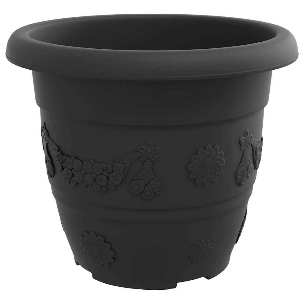 Apvalus gėlių vazonas 6 vnt. Juoda Ø 30 x 25 cm Plastmasė