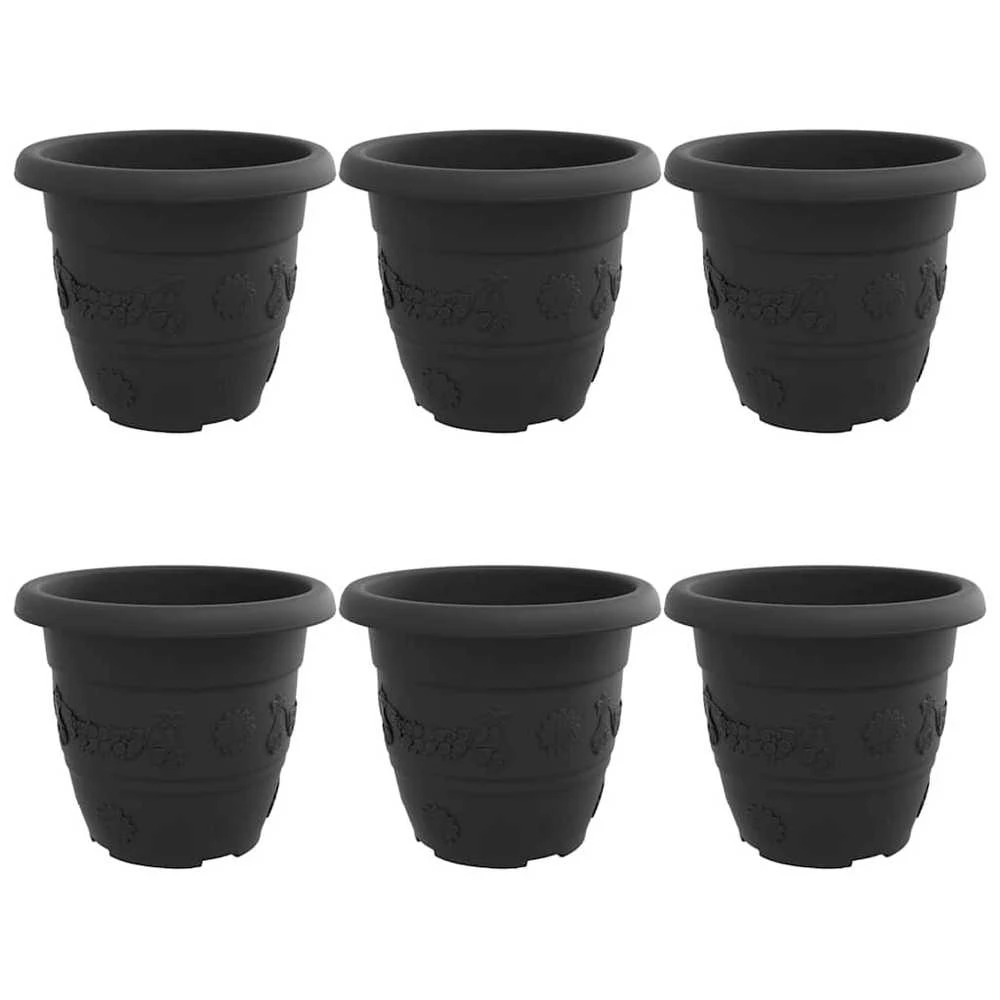 Apvalus gėlių vazonas 6 vnt. Juoda Ø 30 x 25 cm Plastmasė