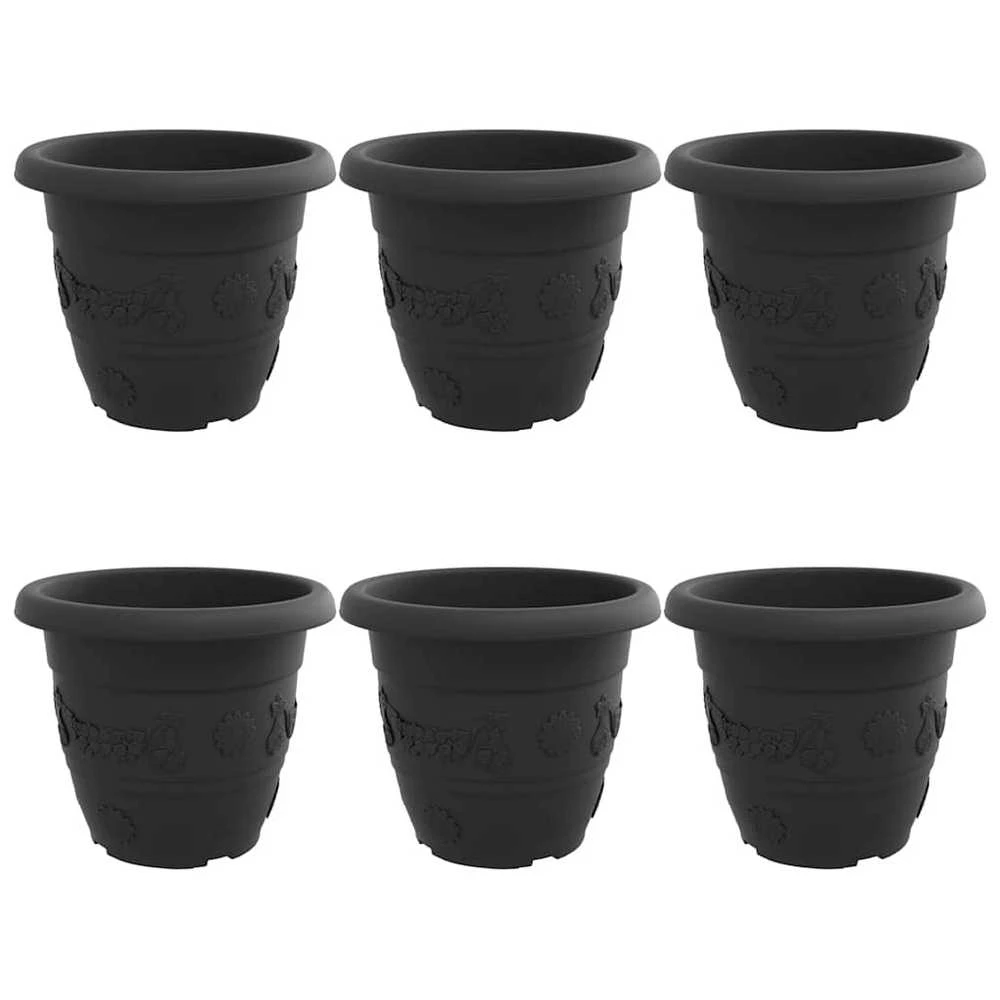 Apvalus gėlių vazonas 6 vnt. Juoda Ø 34 x 28 cm Plastmasė