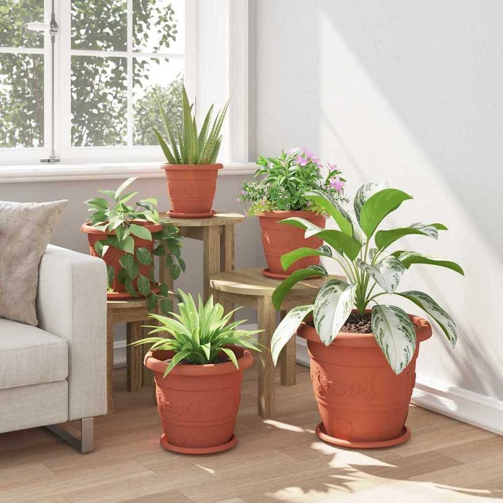 Apvalus gėlių vazonas 6 vnt. Raudona plyta Ø 30 x 25 cm