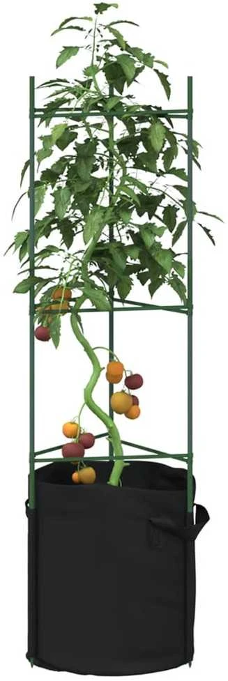 Pomidorų narvai su augalų maišeliais, 4vnt., 116cm, plienas/PP
