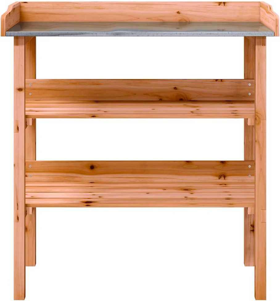 Augalų sodinimo stalas su lentynomis, rudas, 78x38x82,5cm, eglė