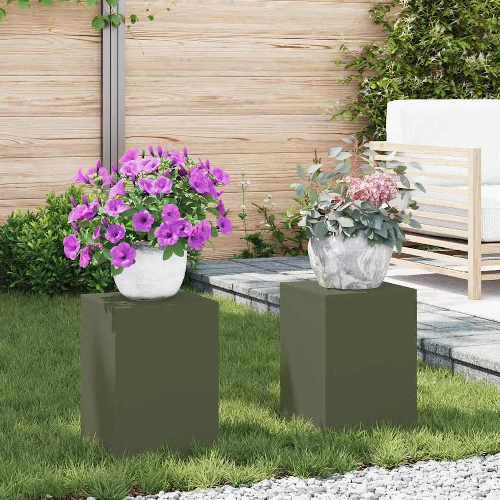 Augalų stovas 2 pcs Alyvuogių žalia 24 x 24 x 35 cm Plienas