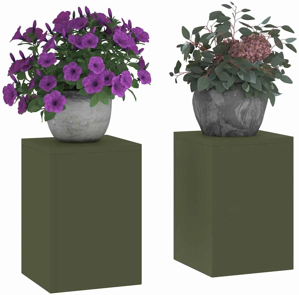 Augalų stovas 2 pcs Alyvuogių žalia 24 x 24 x 35 cm Plienas