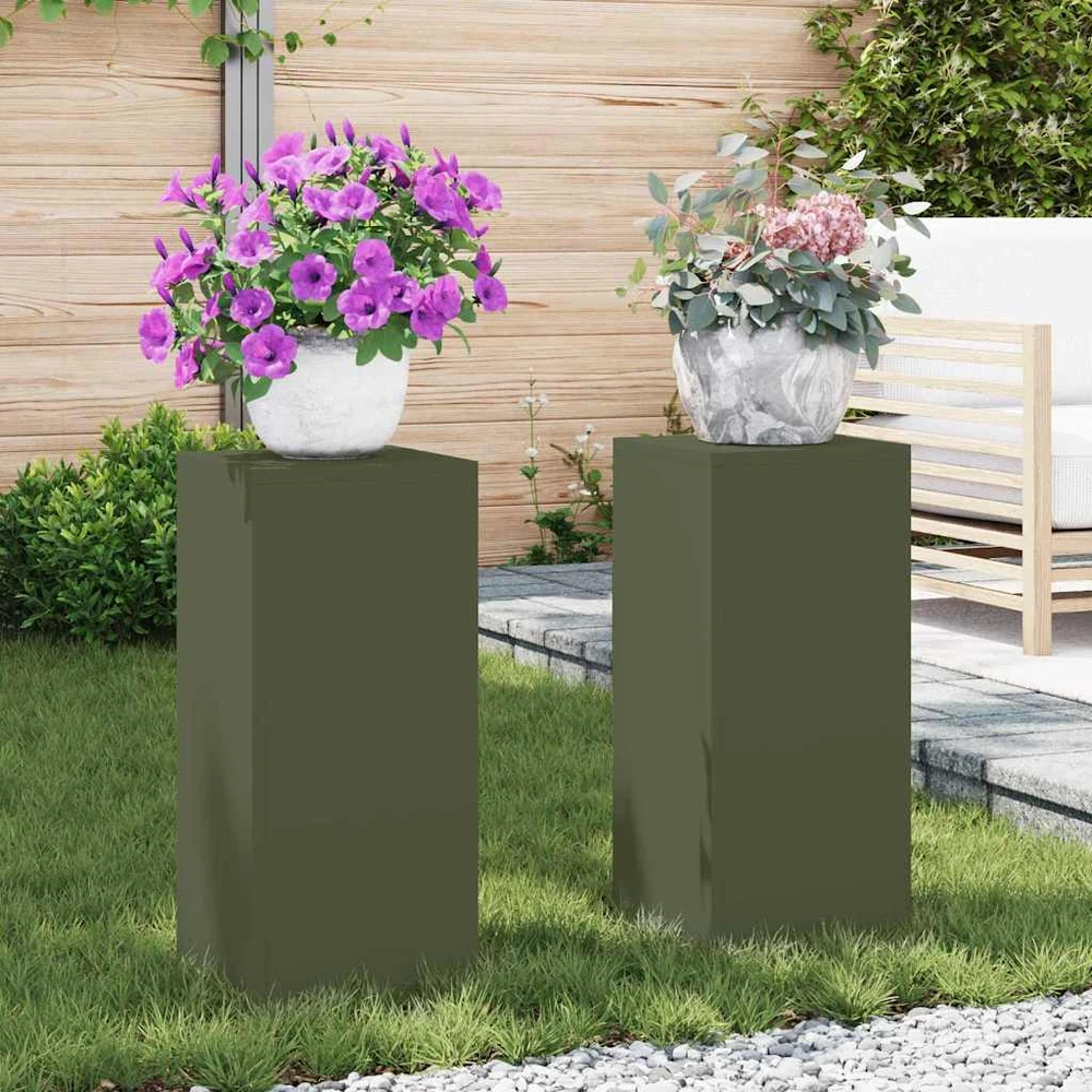 Augalų stovas 2 pcs Alyvuogių žalia 24 x 24 x 55 cm Plienas