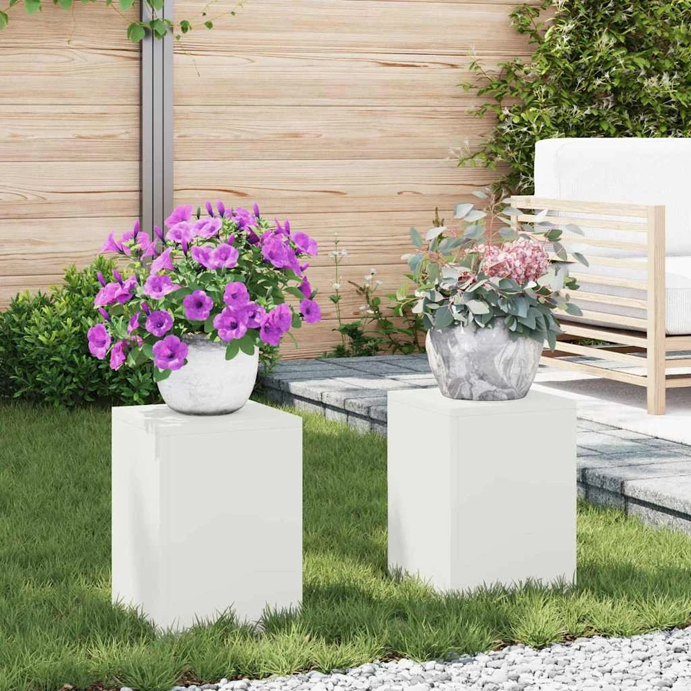 Augalų stovas 2 pcs Balta 24 x 24 x 35 cm Plienas