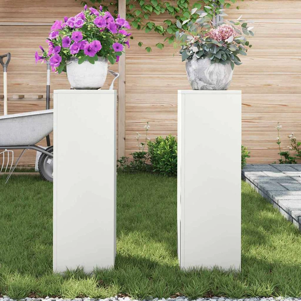 Augalų stovas 2 pcs Balta 24 x 24 x 75 cm Plienas
