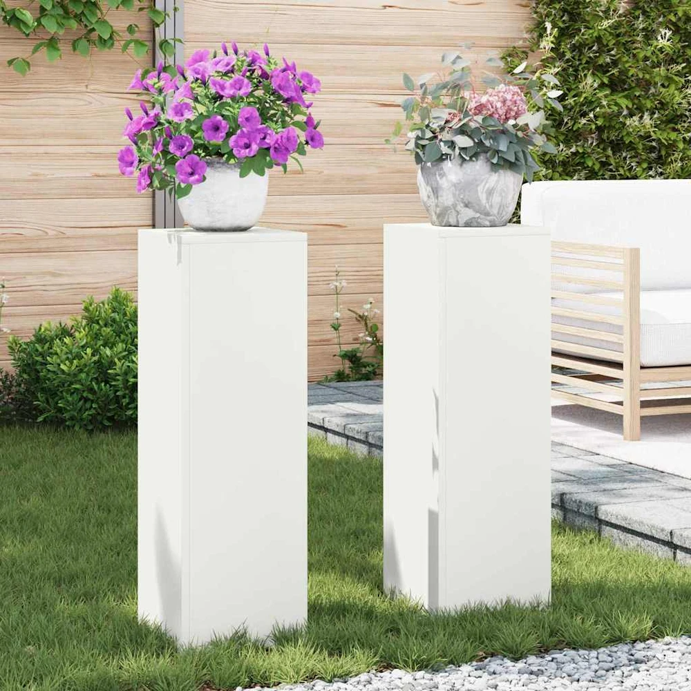 Augalų stovas 2 pcs Balta 24 x 24 x 75 cm Plienas
