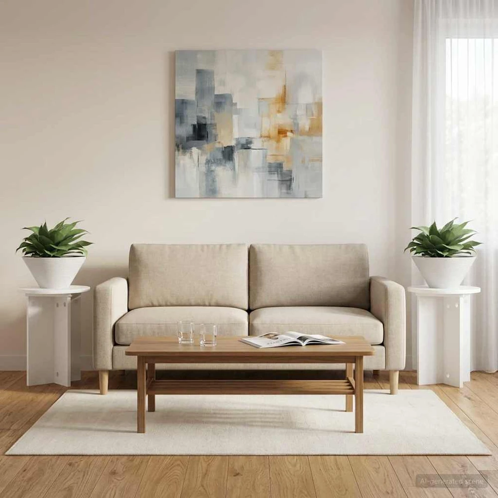 Augalų stovas 2 pcs Balta Ø295 x 40 cm Apdirbta mediena