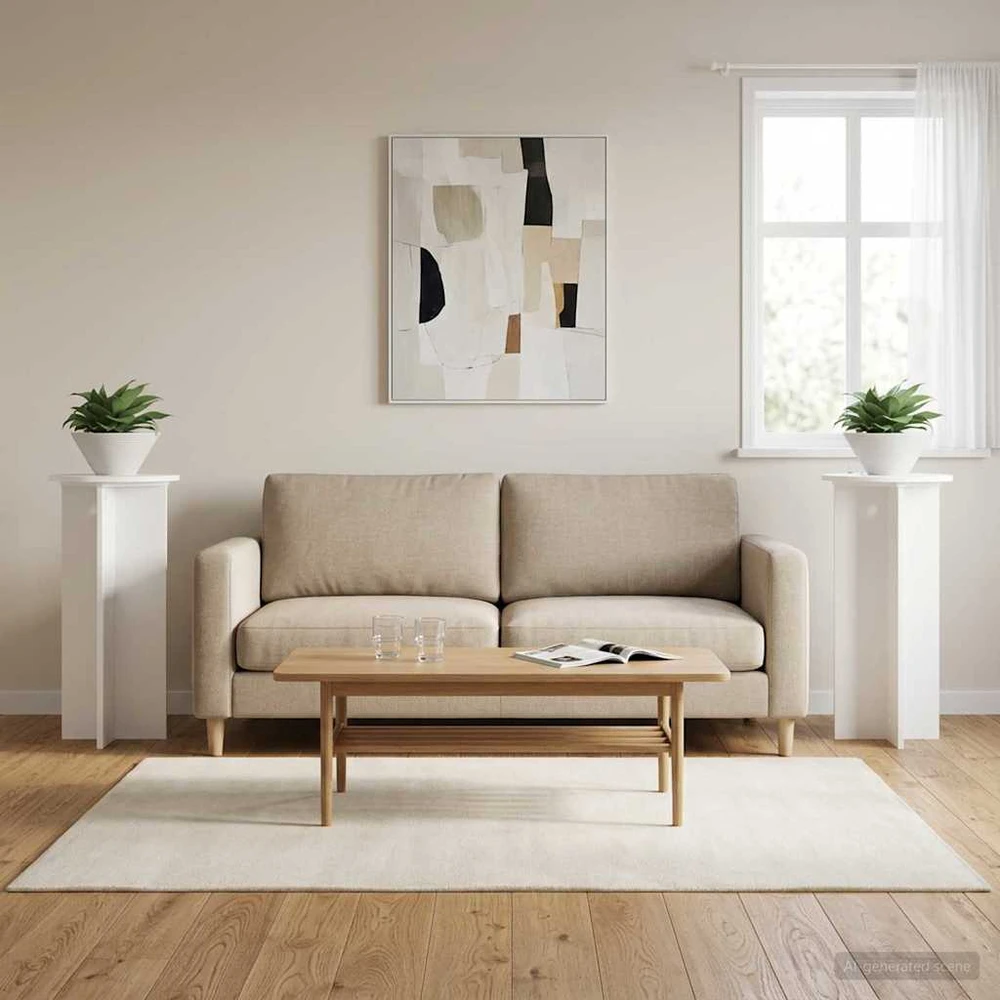 Augalų stovas 2 vnt. Balta Ø40 x 80 cm Apdirbta mediena