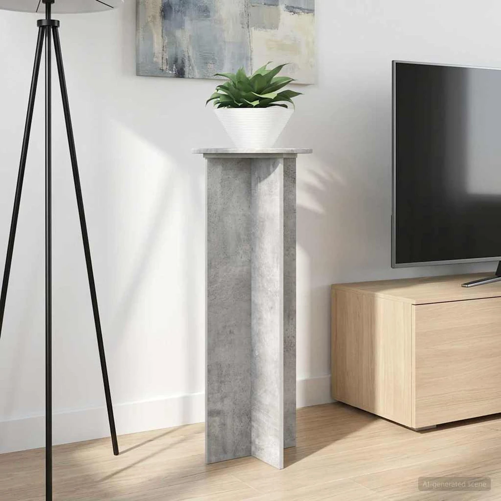 Augalų stovas 2 vnt. Betono pilka Ø40 x 100 cm Apdirbta mediena