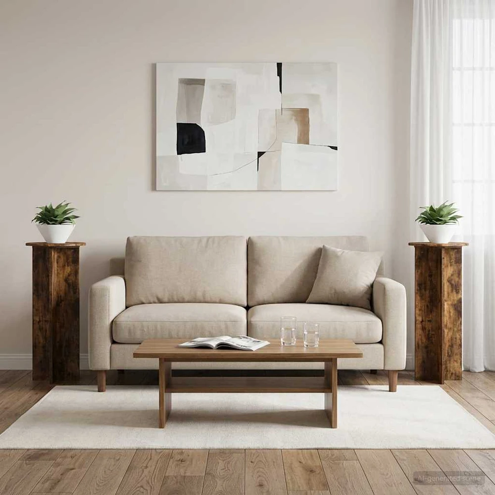 Augalų stovas 2 vnt. Dūminio ąžuolo Ø40 x 100 cm
