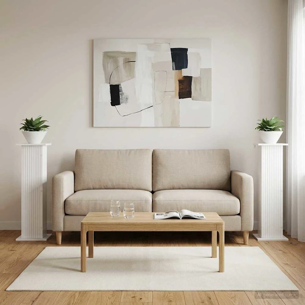Augalų stovas 2 vnt. Itin blizgi balta 30,5 x 30 x 100,5 cm