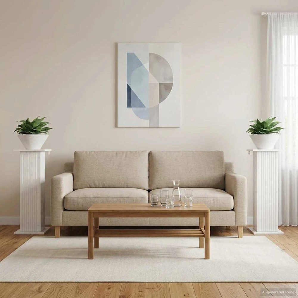 Augalų stovas 2 vnt. Itin blizgi balta 30,5 x 30 x 80,5 cm