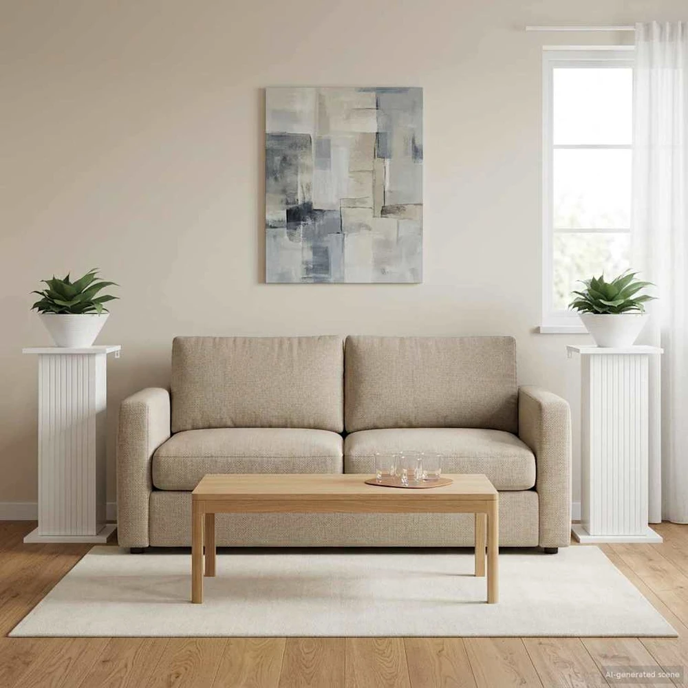 Augalų stovas 2 vnt. Itin blizgi balta 30,5 x 30 x 60,5 cm
