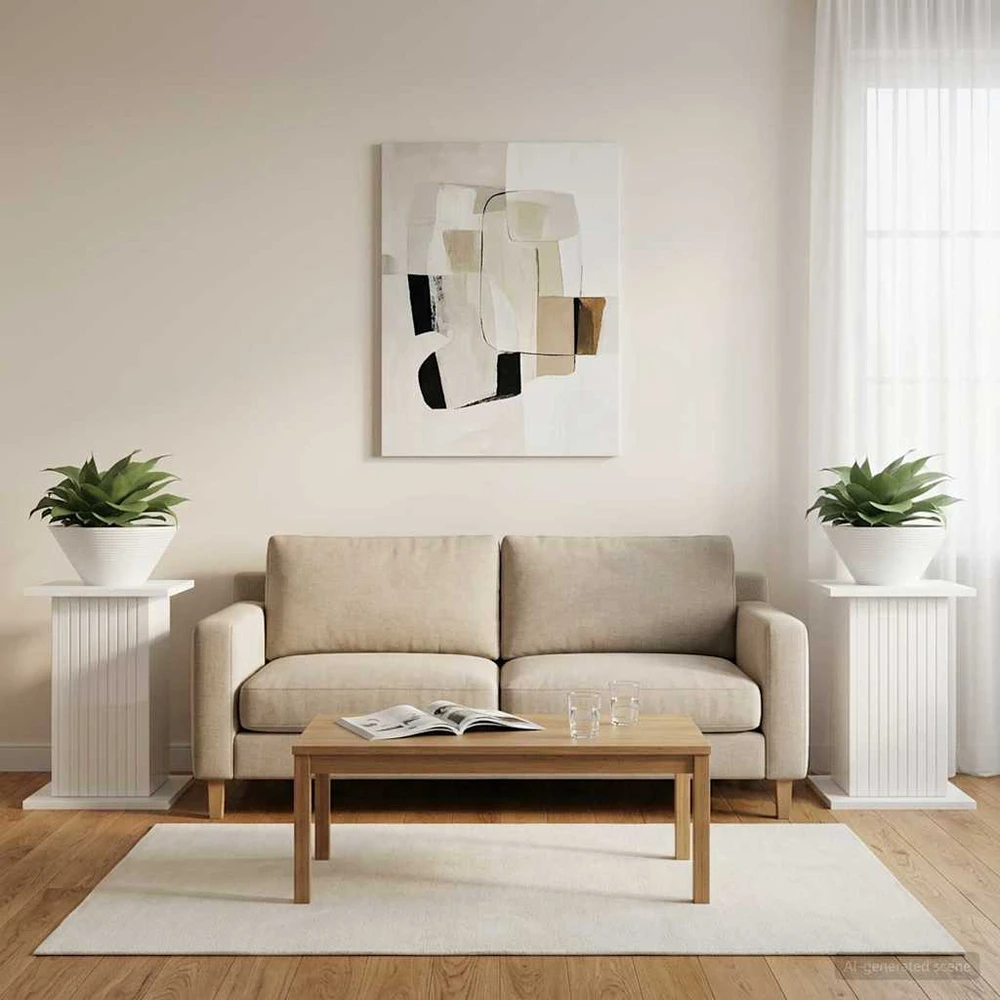 Augalų stovas 2 vnt. Itin blizgi balta 30,5 x 30 x 43 cm