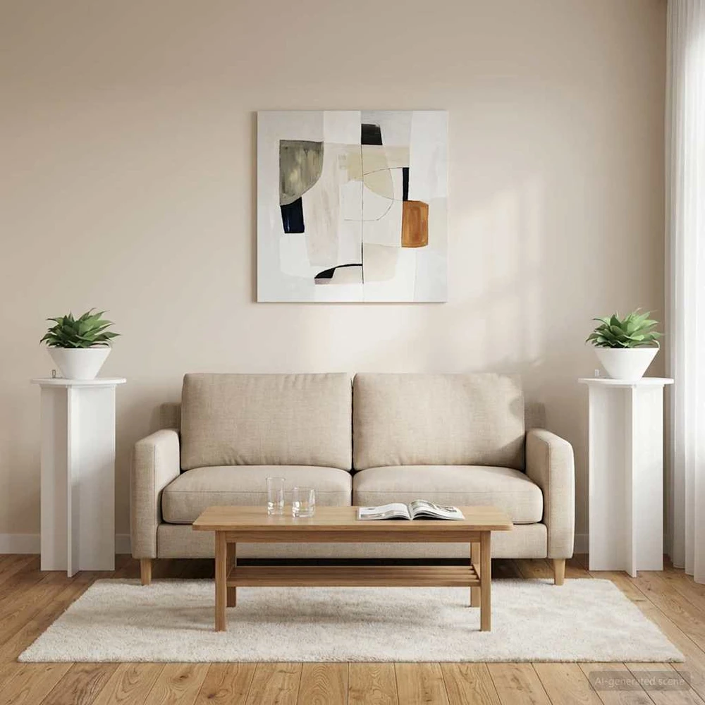 Augalų stovas 2 vnt. Itin blizgi balta 40 x 40 x 80 cm