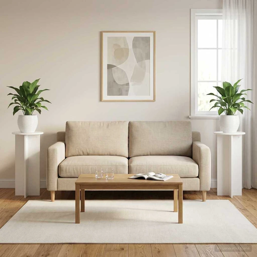 Augalų stovas 2 vnt. Itin blizgi balta Ø40 x 100 cm
