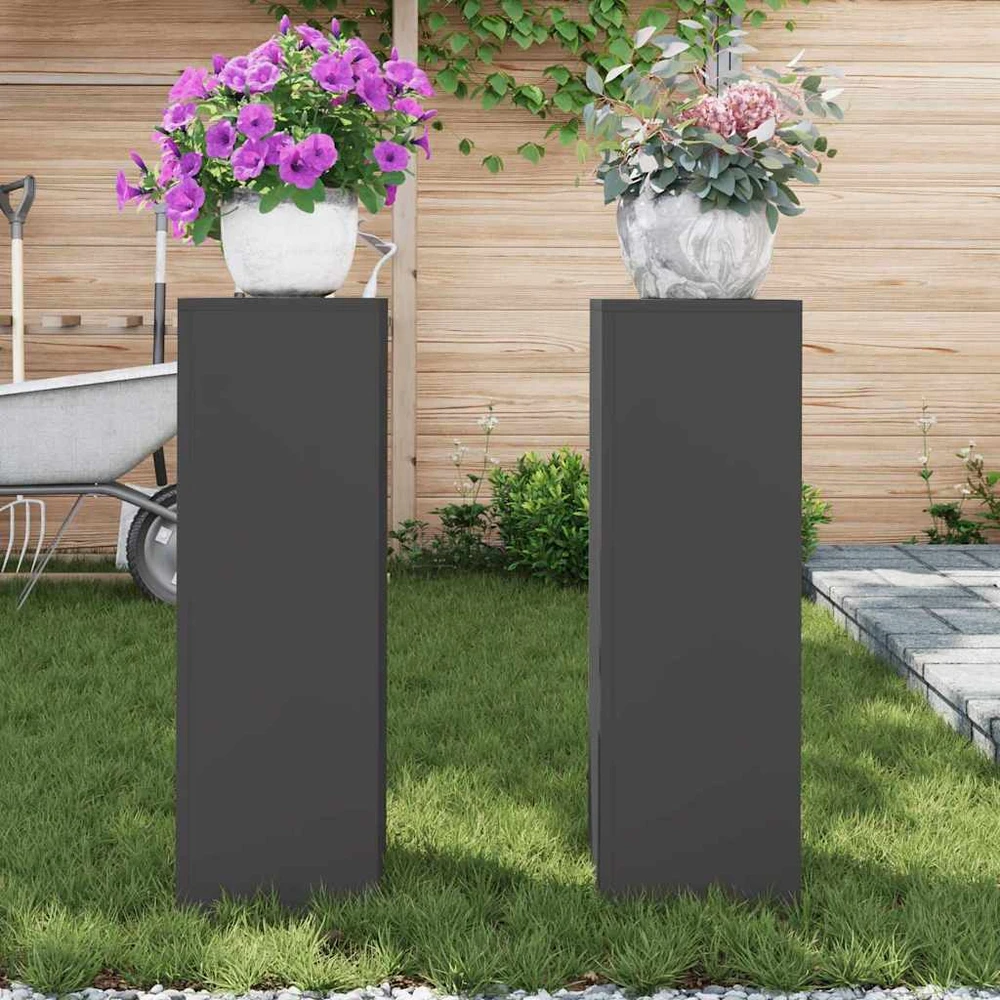 Augalų stovas 2 pcs Juoda 24 x 24 x 75 cm Plienas