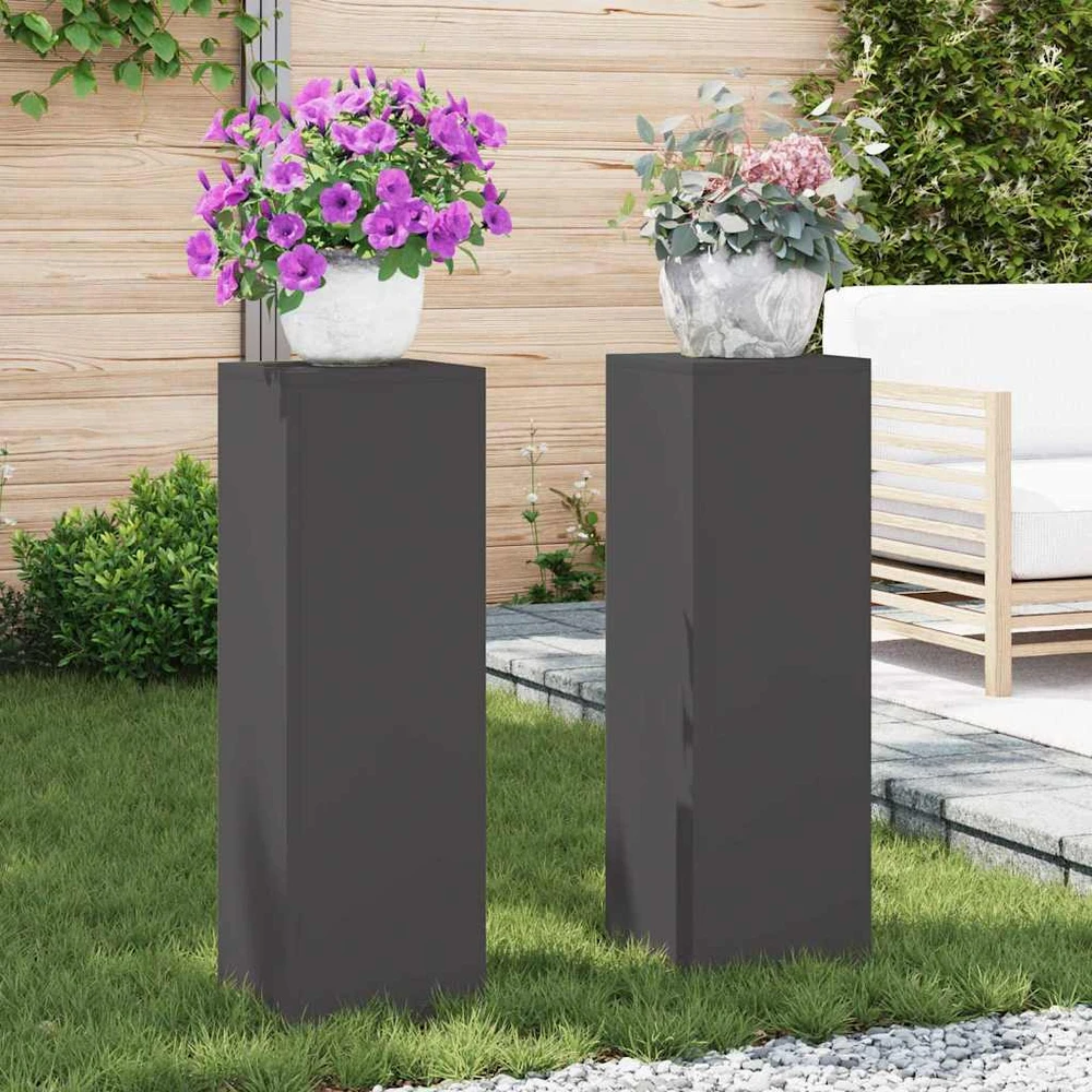 Augalų stovas 2 pcs Juoda 24 x 24 x 75 cm Plienas