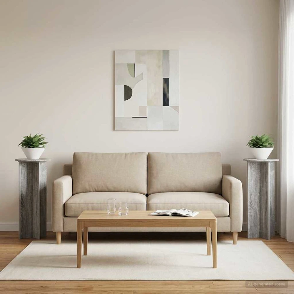 Augalų stovas 2 vnt. Pilka sonoma ąžuolo Ø40 x 100 cm
