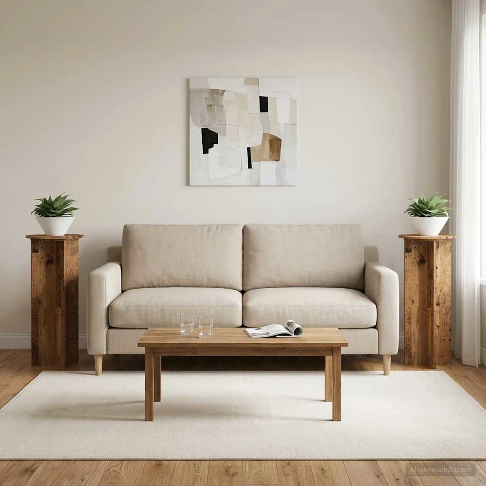 Augalų stovas 2 vnt. Sendintos medienos Ø40 x 100 cm