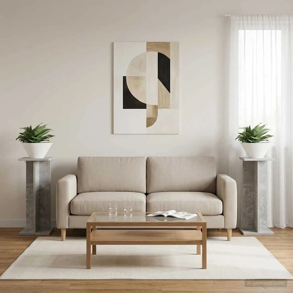 Augalų stovas 2 vnt. Betono pilka 25 x 25,5 x 60,5 cm