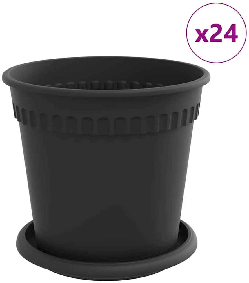 Lova Augalų vazonai 24 vnt. Juoda Plastmasė
