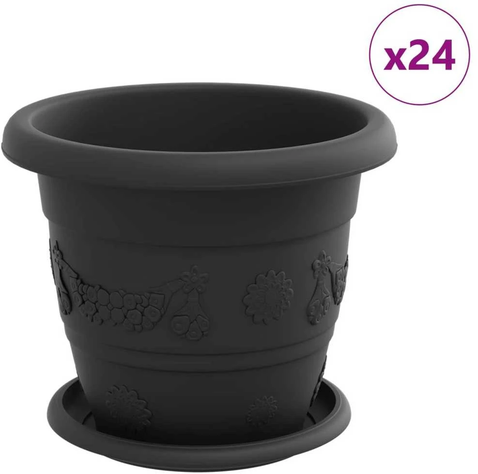 Augalų vazonai 24 pcs Juoda Ø 26 x 21.5 cm Plastmasė