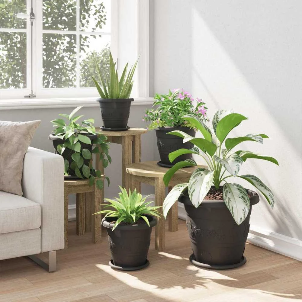 Augalų vazonai 24 pcs Juoda Ø 26 x 21.5 cm Plastmasė