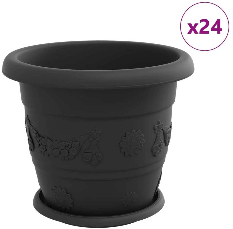 Augalų vazonai 24 pcs Juoda Ø 26 x 21.5 cm Plastmasė