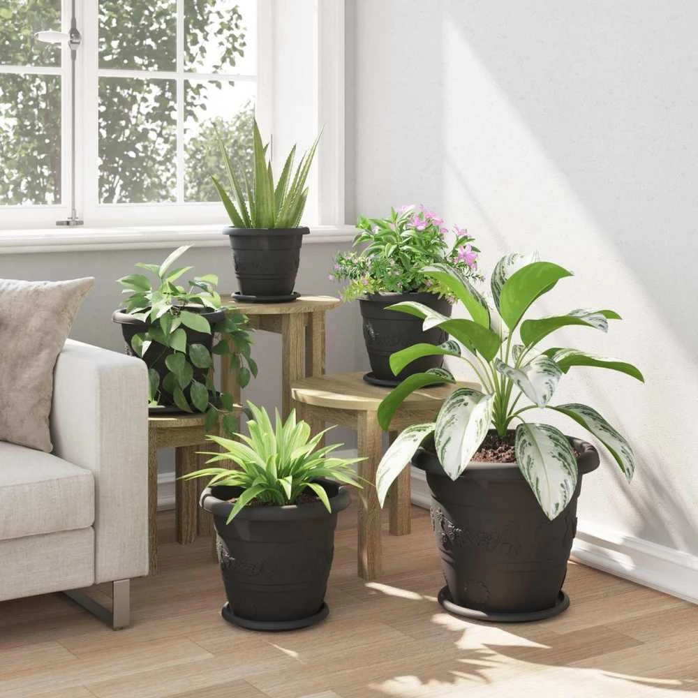 Augalų vazonai 24 pcs Juoda Ø 26 x 21.5 cm Plastmasė