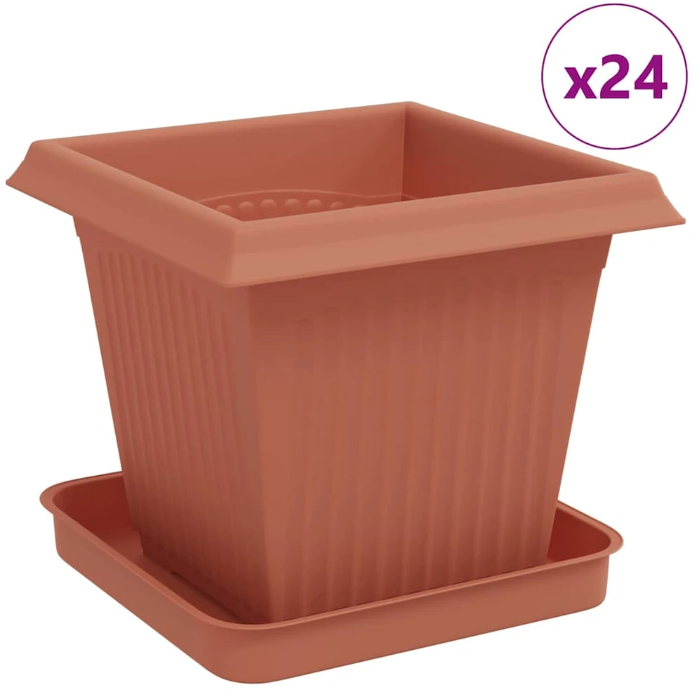 Augalų vazonai 24 vnt. Raudona plyta Plastmasė
