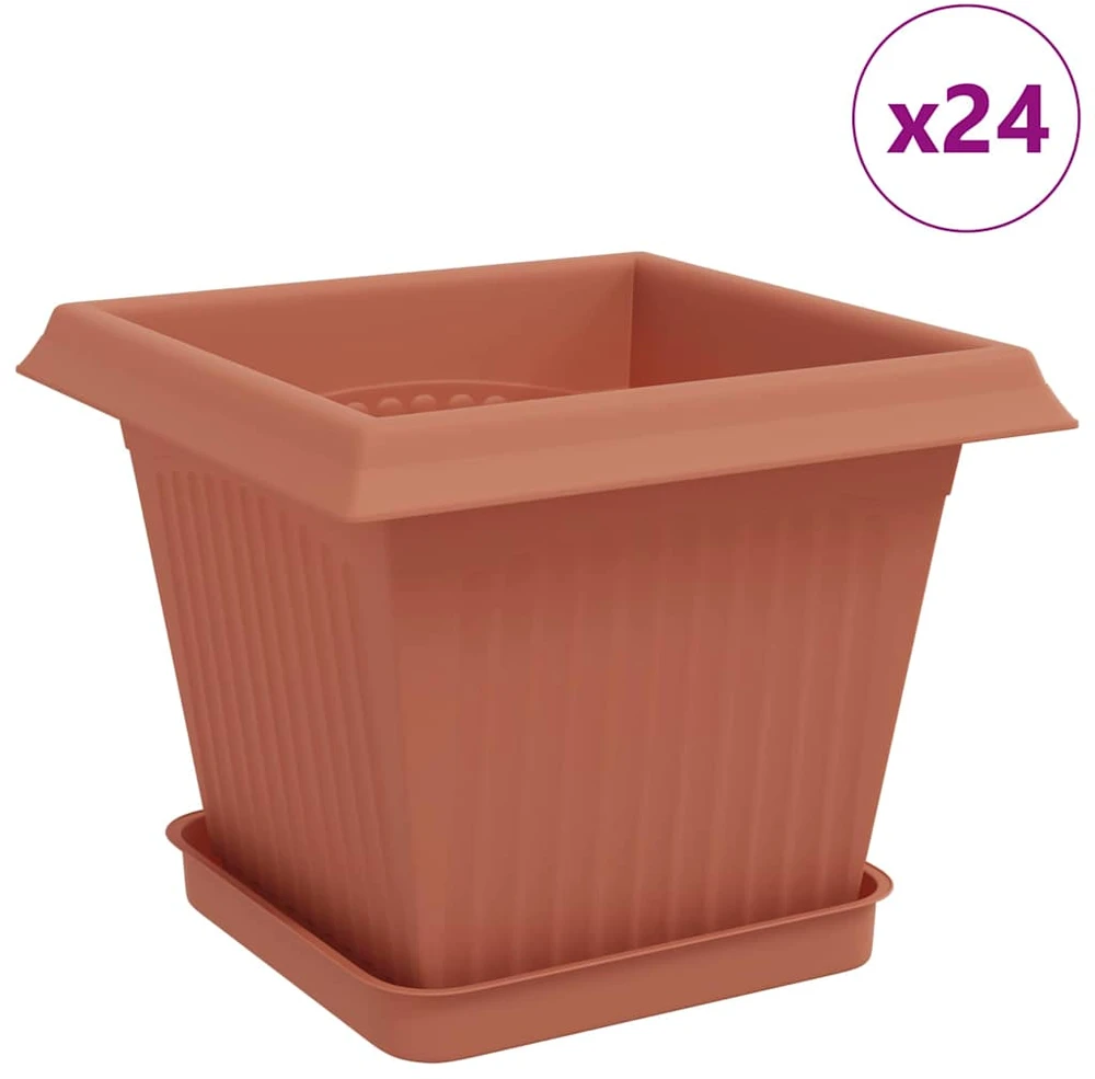Augalų vazonai 24 vnt. Raudona plyta Plastmasė