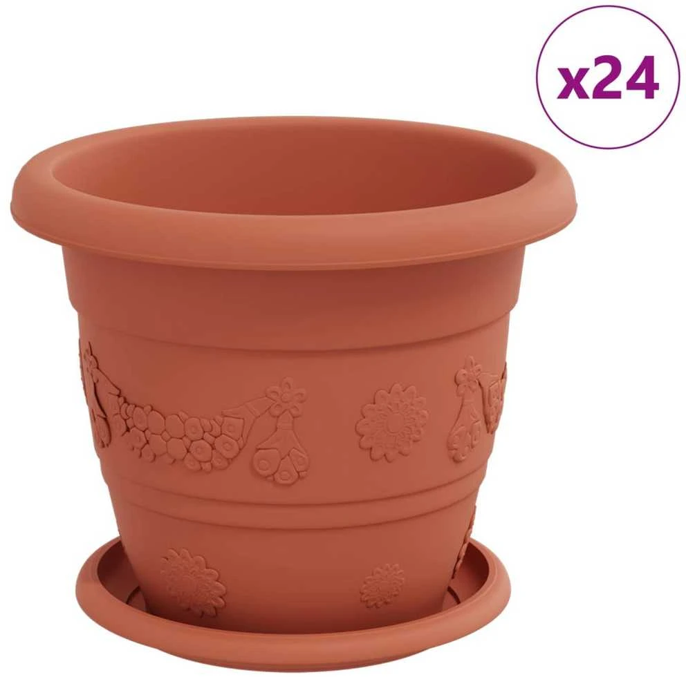 Augalų vazonai 24 pcs Raudona plyta Ø 26 x 21.5 cm Plastmasė