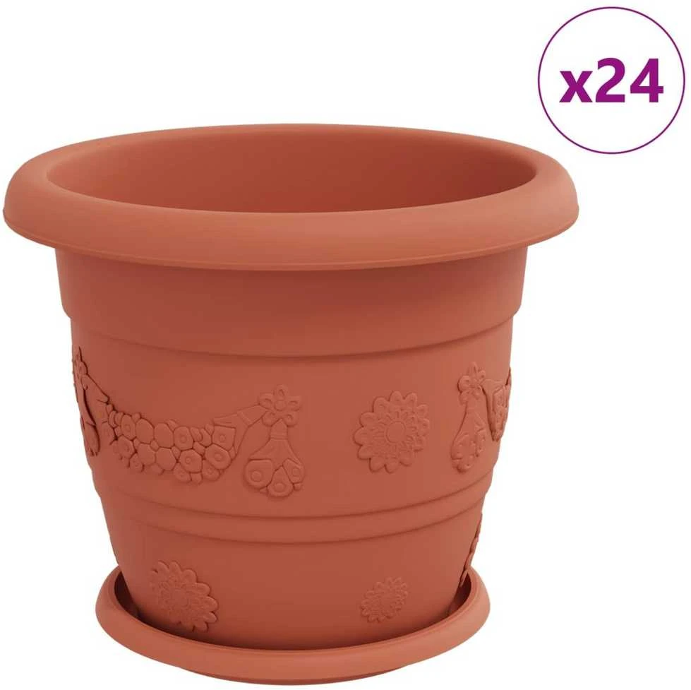 Augalų vazonai 24 pcs Raudona plyta Ø 26 x 21.5 cm Plastmasė