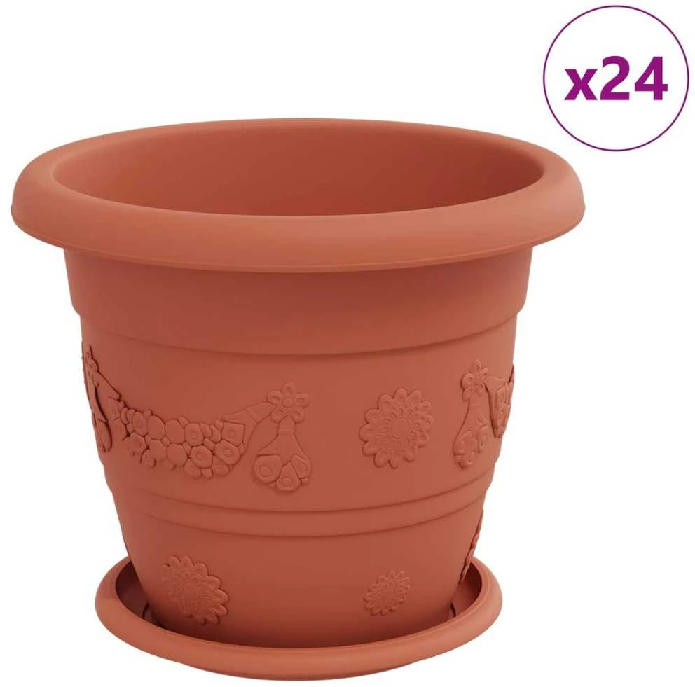 Augalų vazonai 24 pcs Raudona plyta Ø 26 x 21.5 cm Plastmasė