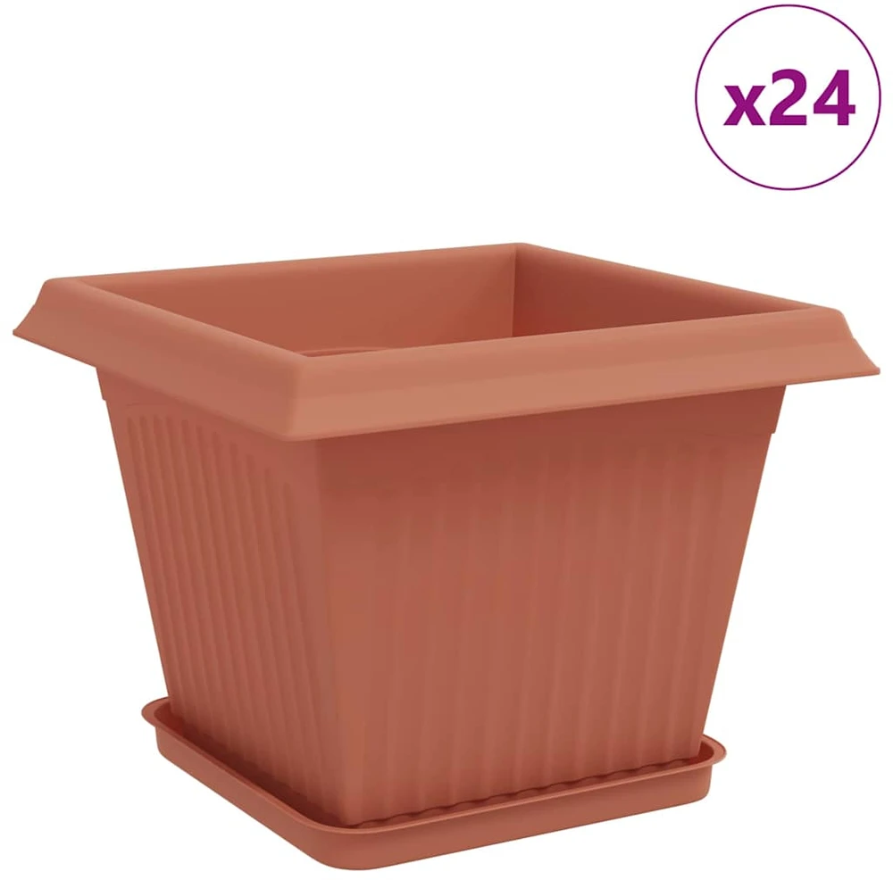 Augalų vazonai 24 vnt. Raudona plyta Plastmasė