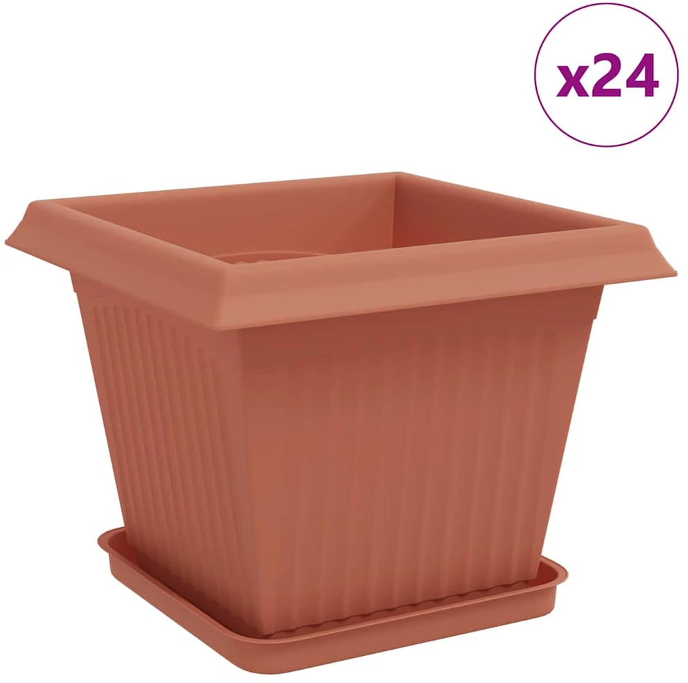 Augalų vazonai 24 vnt. Raudona plyta Plastmasė