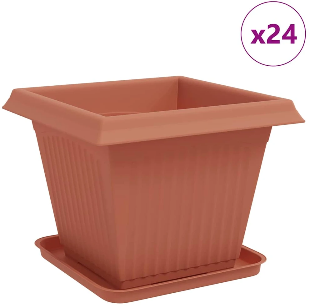 Augalų vazonai 24 vnt. Raudona plyta Plastmasė