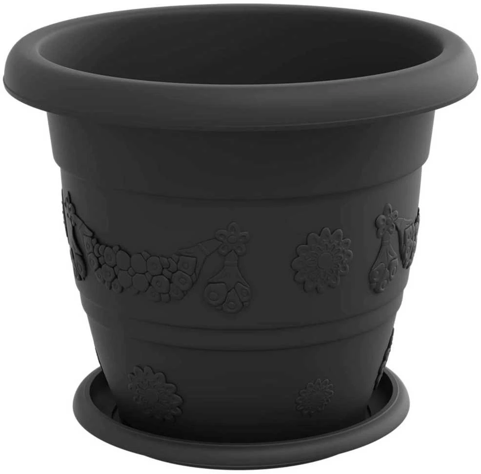 Augalų vazonai 6 pcs Juoda Ø 26 x 21.5 cm Plastmasė