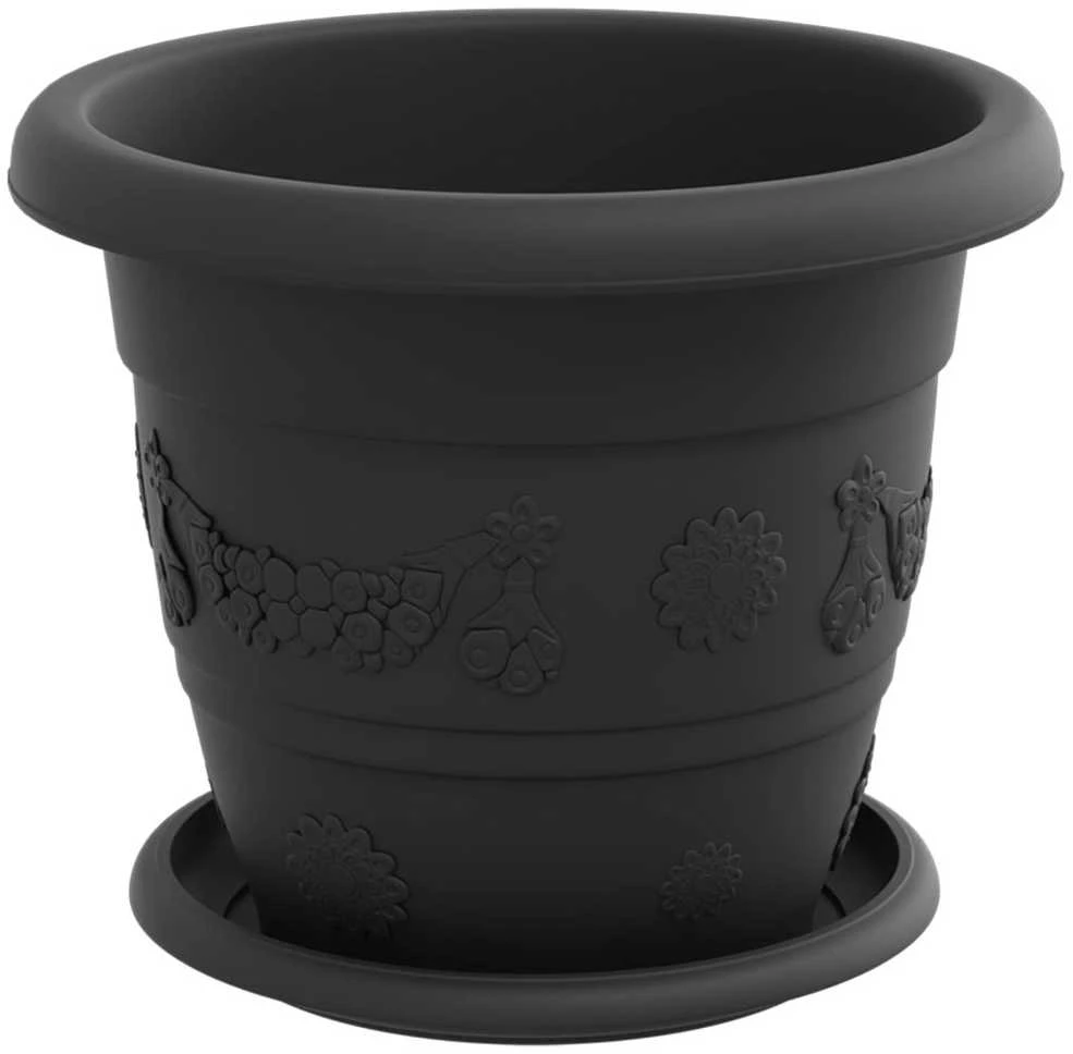 Augalų vazonai 6 pcs Juoda Ø 26 x 21.5 cm Plastmasė