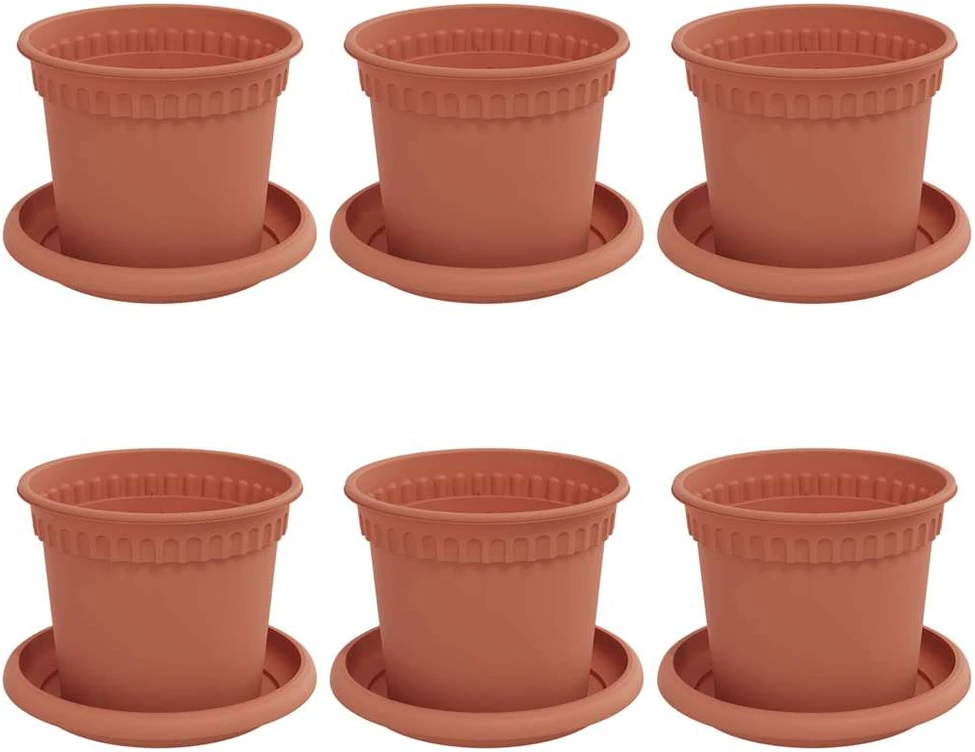 Augalų vazonai 6 vnt. Raudona plyta Plastmasė